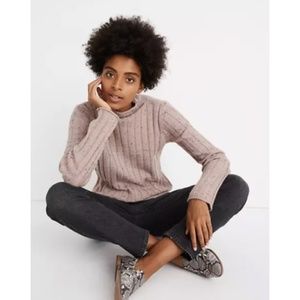 Madewell Womens Donegal Evercrest Turtleneck Sweater Speckled in Pink Size L